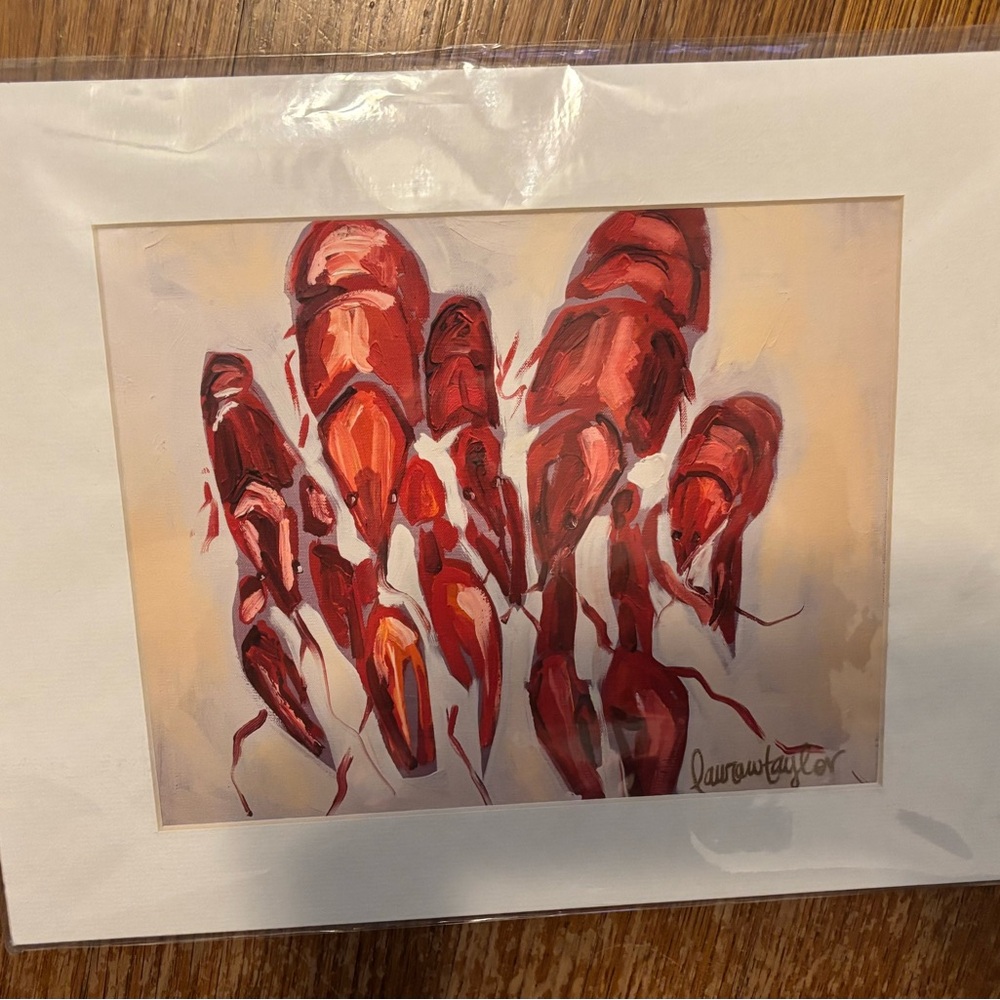 Red and White Abstract Art Print